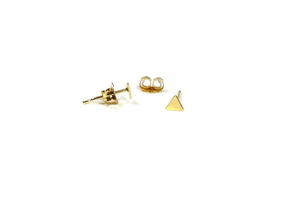 14K Gold Triangle Stud Earrings | Tiny & Small Minimalist Studs